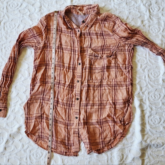 Free People Linen Plaid Button Down Shirt XSmall XS - Picture 9 of 10
